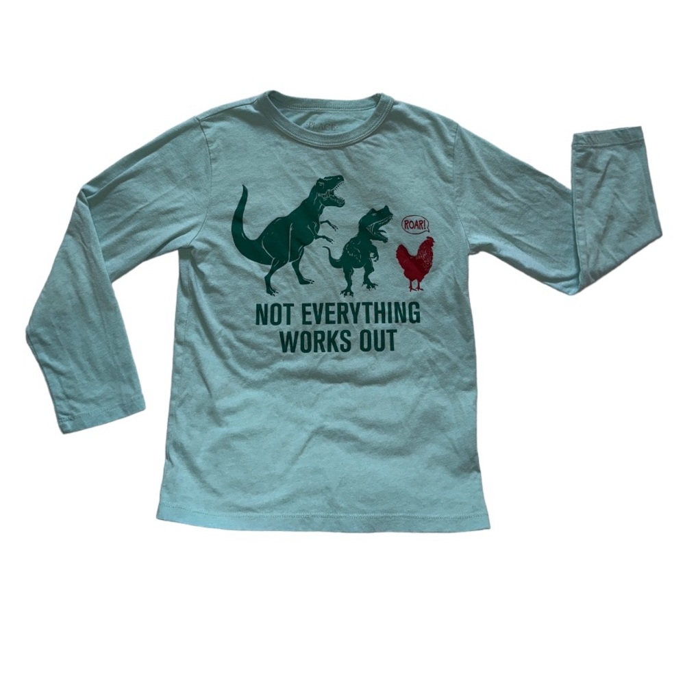 Boys Chicken Dino Graphic Tee - S/P Mellow Aqua Long sleeve